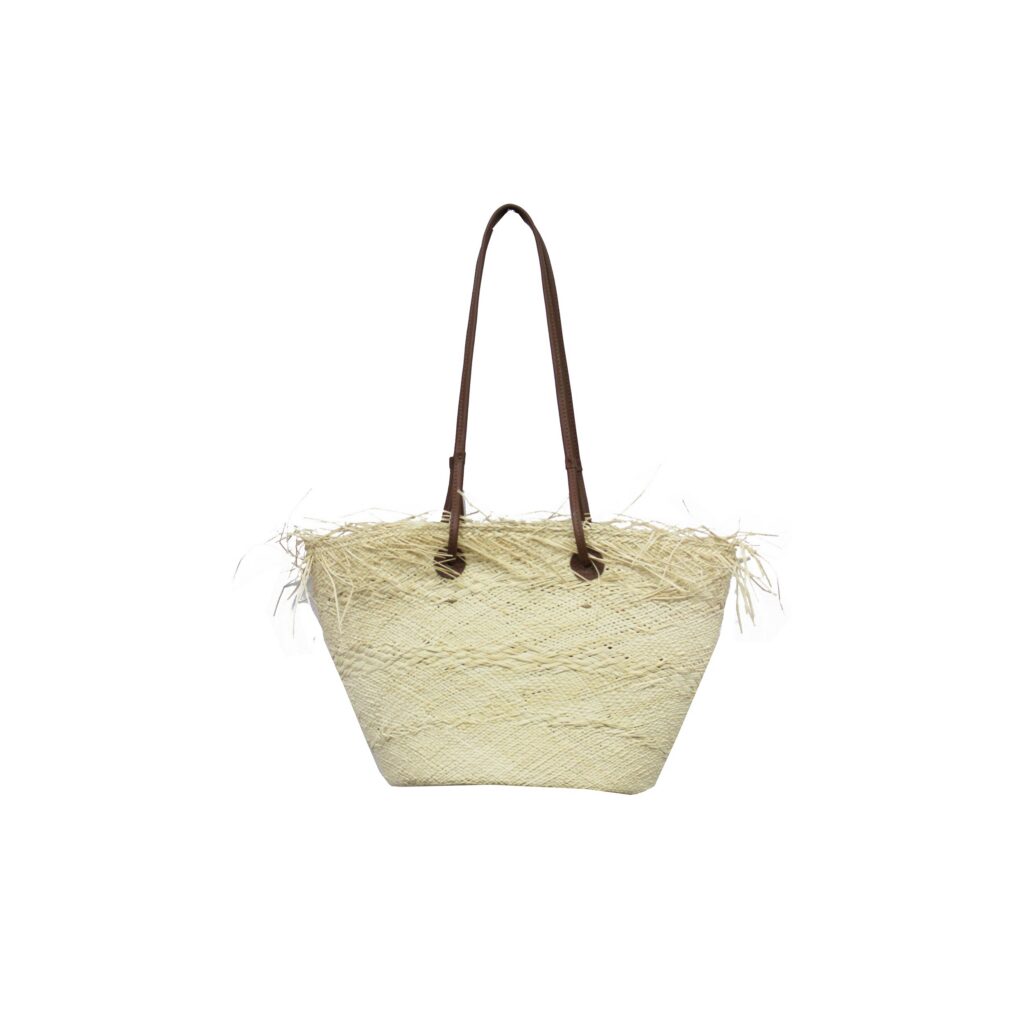 Natural Medium Basket with Frayed Border
