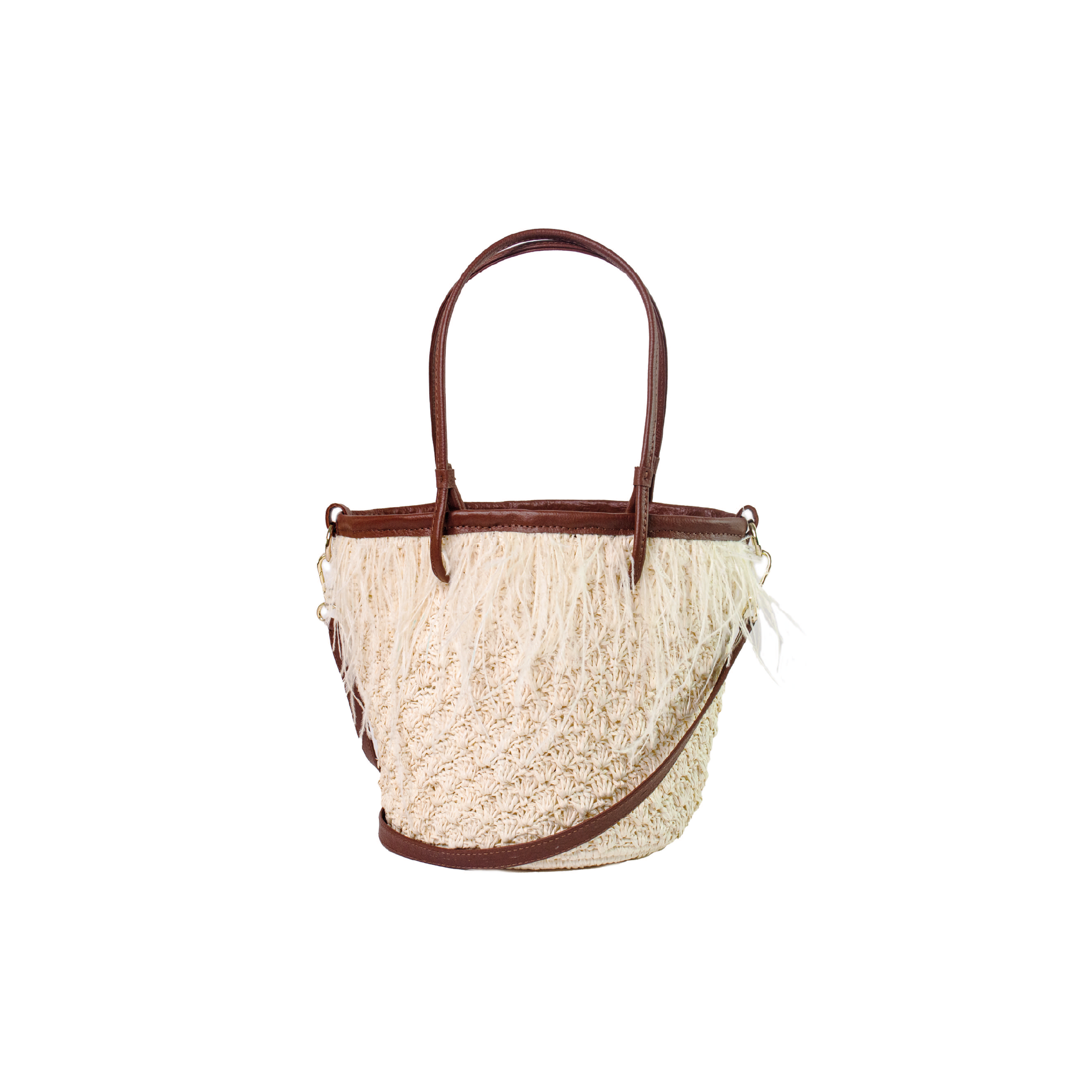 Feathers Seashell Soft Baby Bucket with Leather Handles Basket