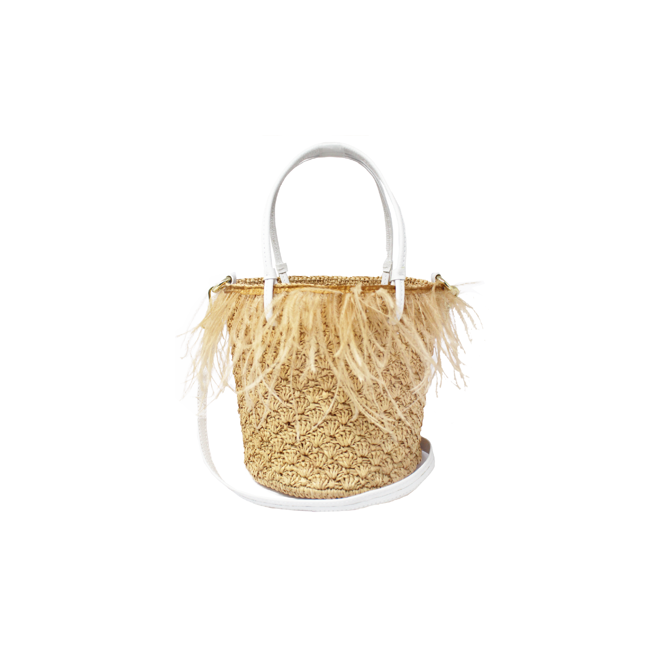 Feathers Seashell Soft Baby Bucket with Leather Handles Basket