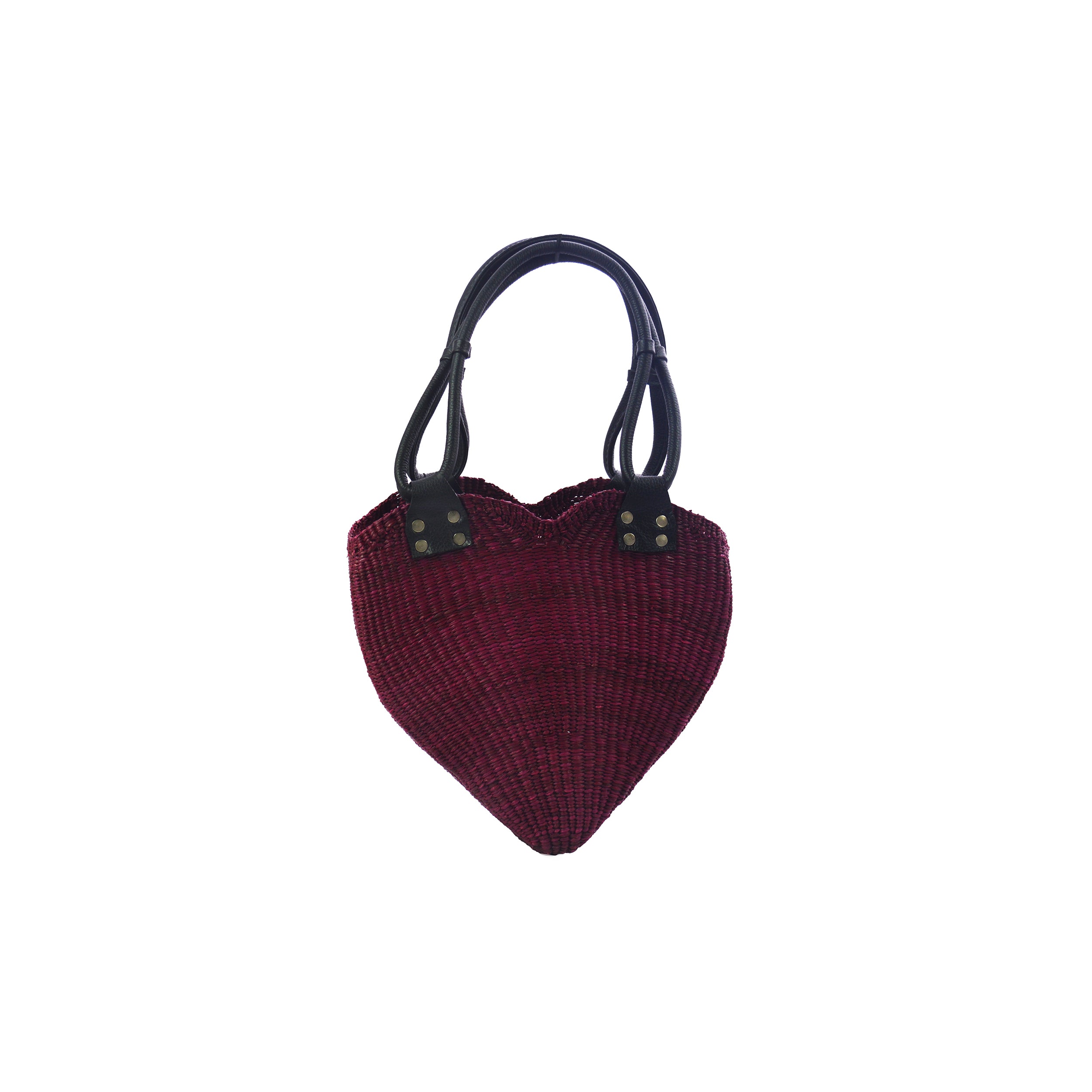 Woven Black Leather Heart Bag