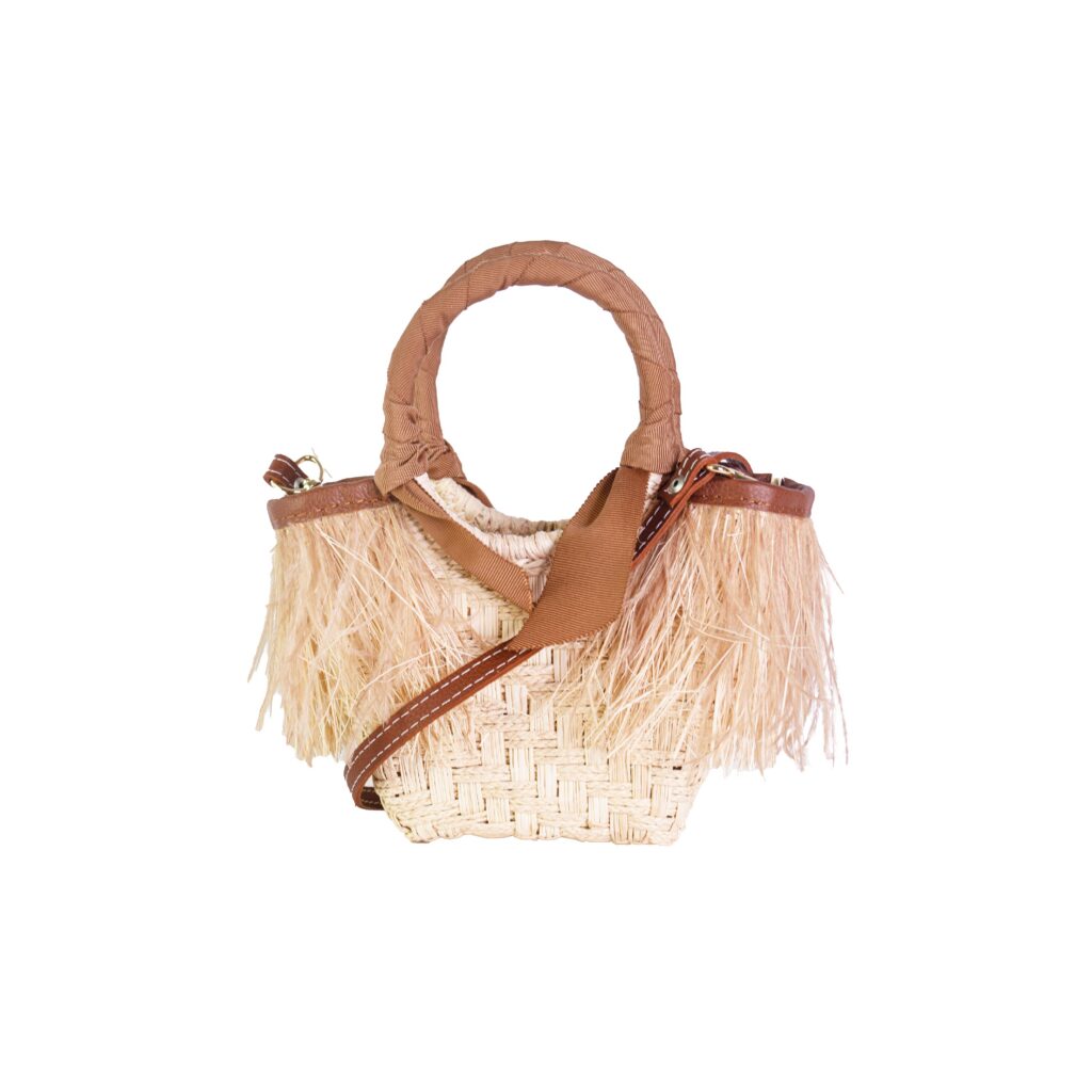Natural Leather Mini Feather Handbag