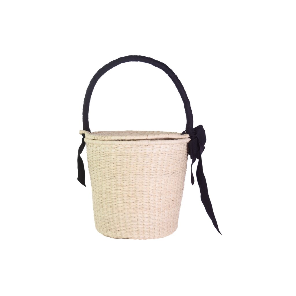 Natural Woven Straw Structured Medium Basket Bag