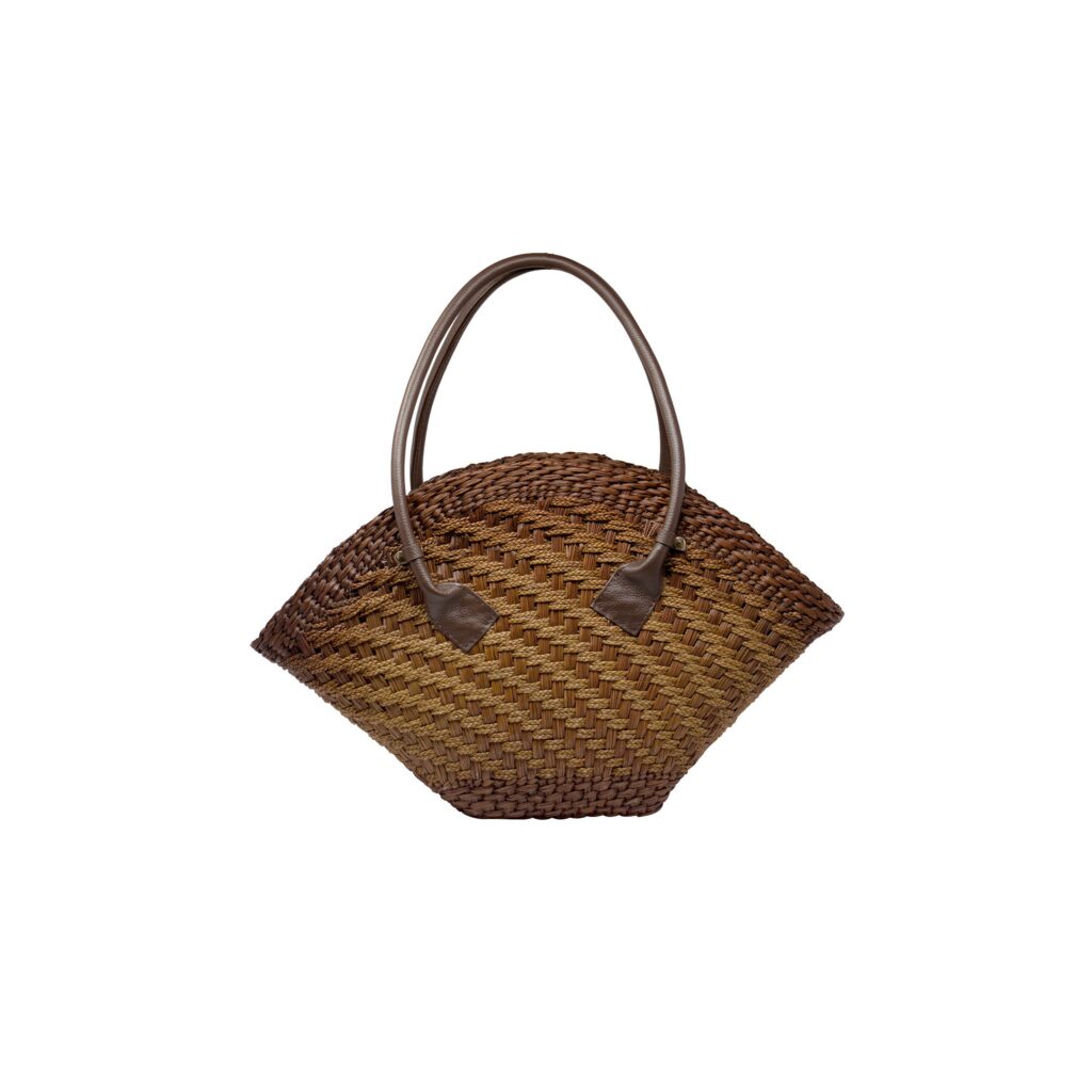 Chocolate Leather Thick Weave Maxi Basket Bag