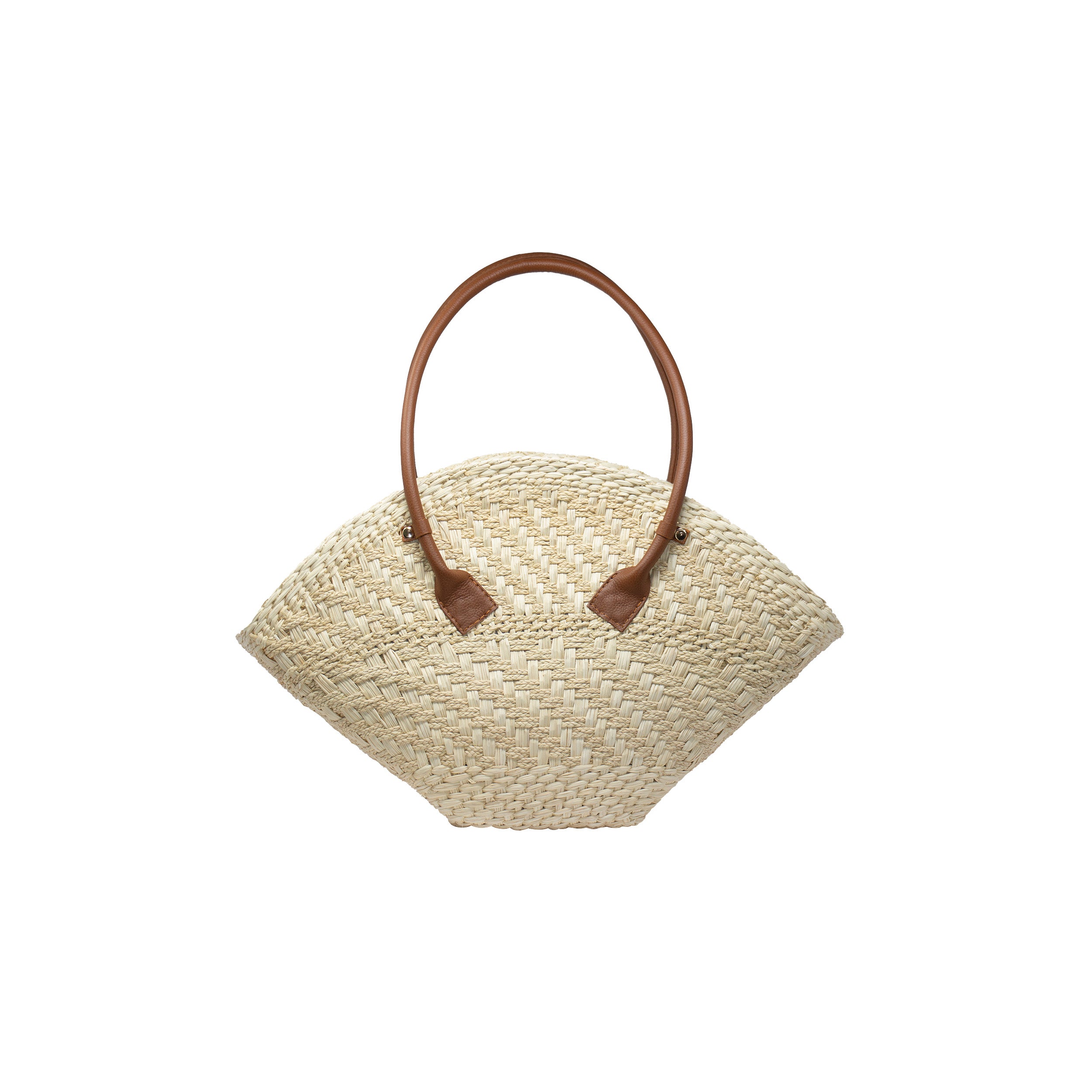 Chocolate Leather Thick Weave Maxi Basket Bag