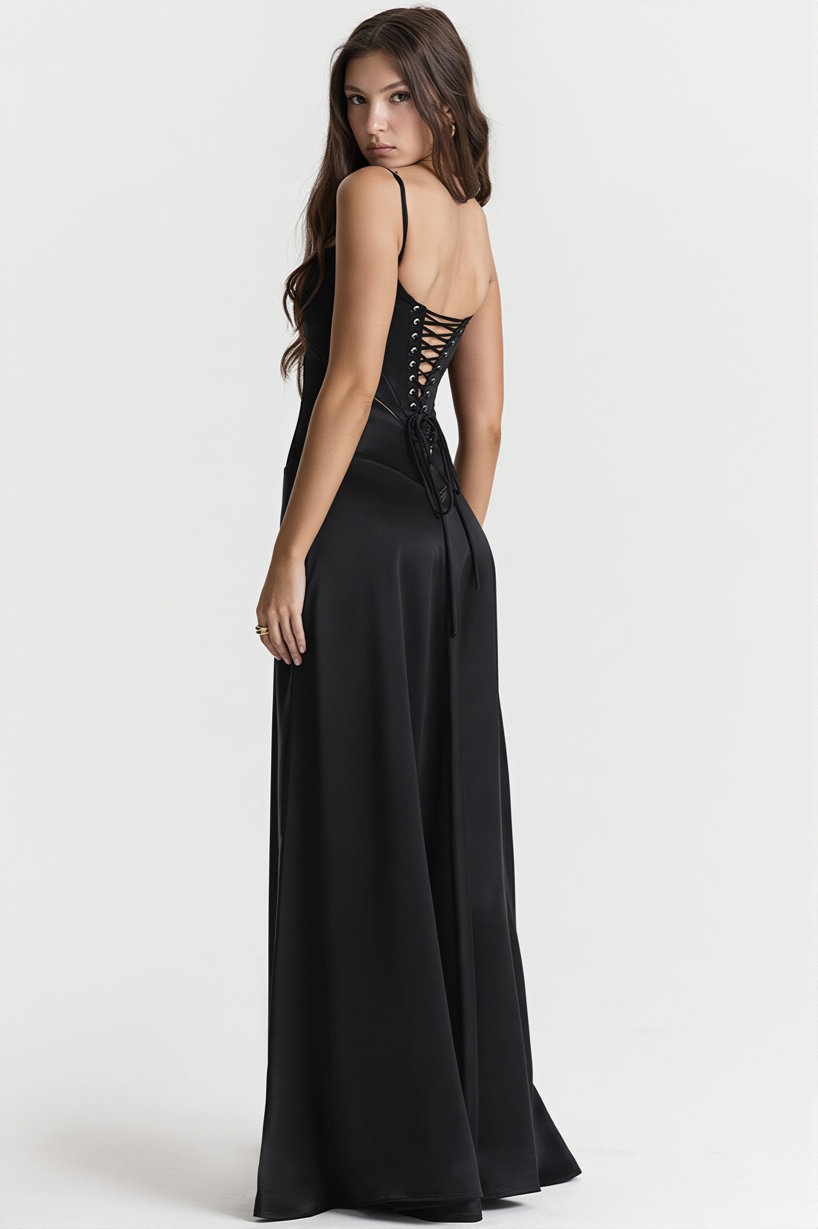 Velvet Lined Jacquard Satin Cami Maxi Dress - Image 8