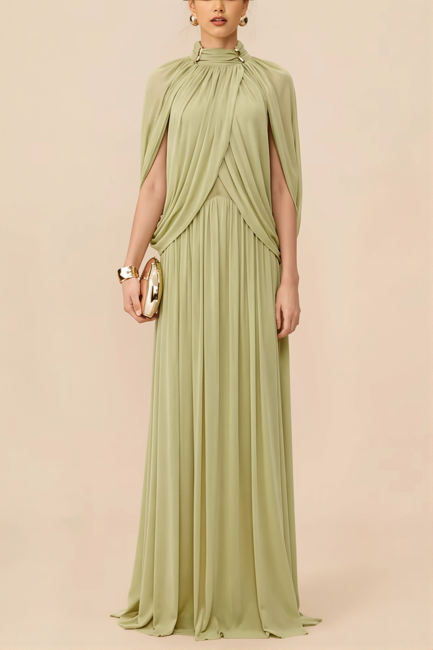 Velvet Cross Ruffle Maxi Dress