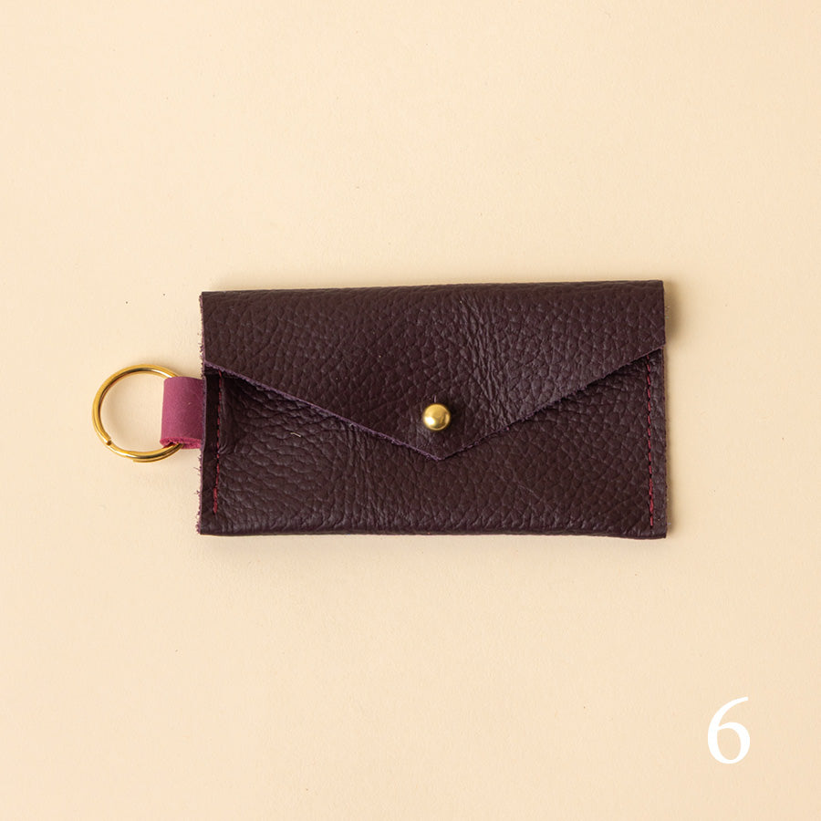 Mixed Leather Keyring Snap Card Holder