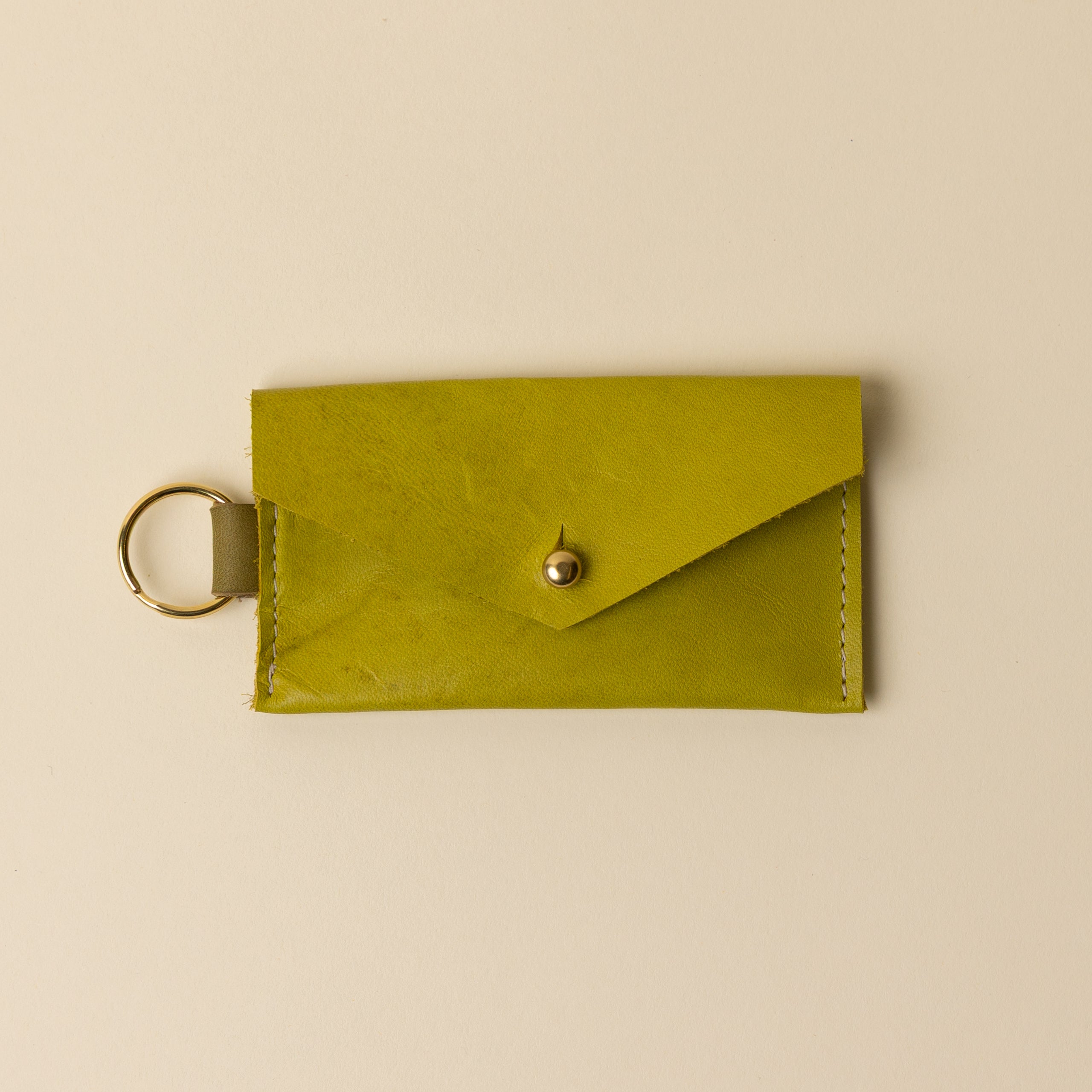 Lime Green and Herbal Green Leather Keyring Card Holder