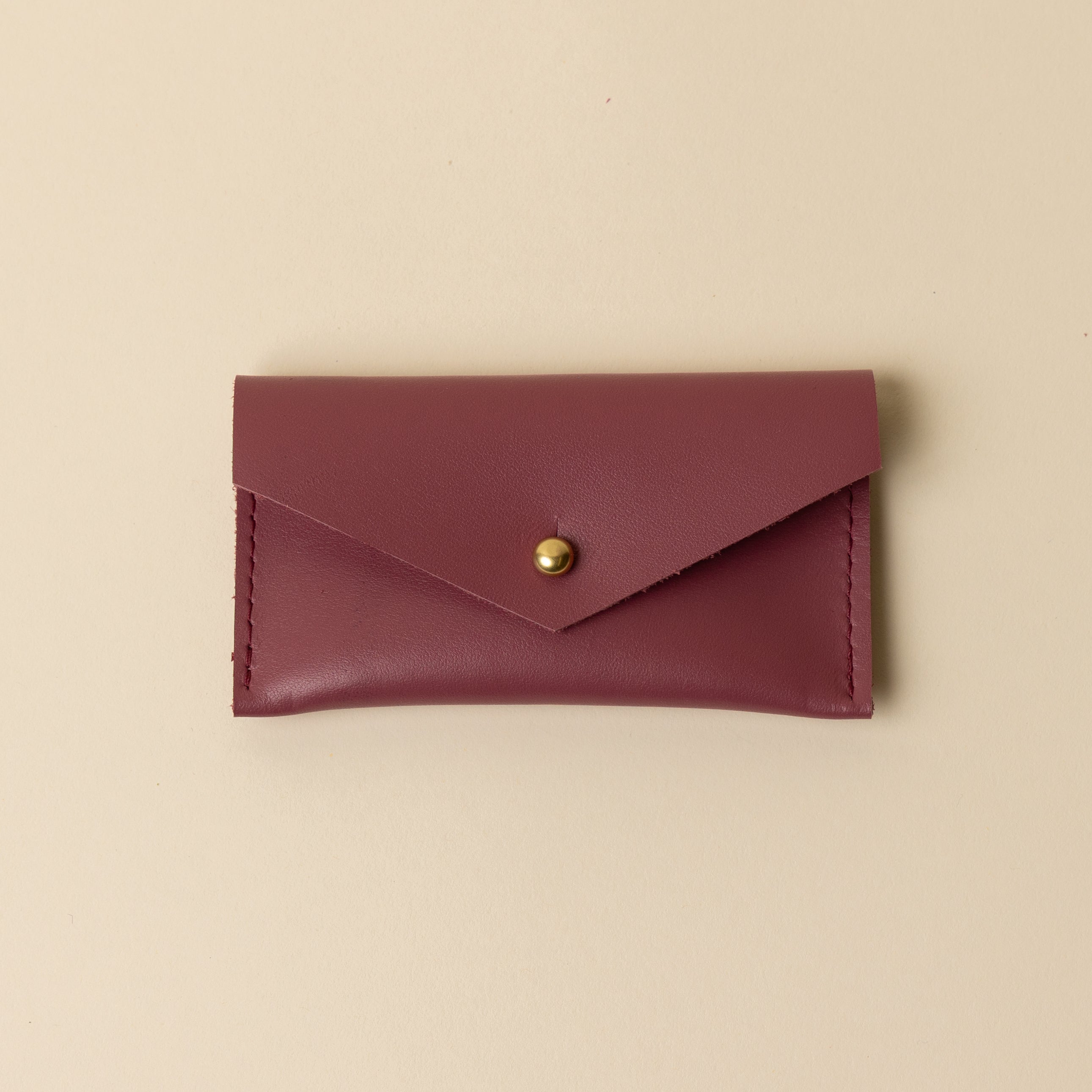 Burgundy Leather Compact Snap Card Holder