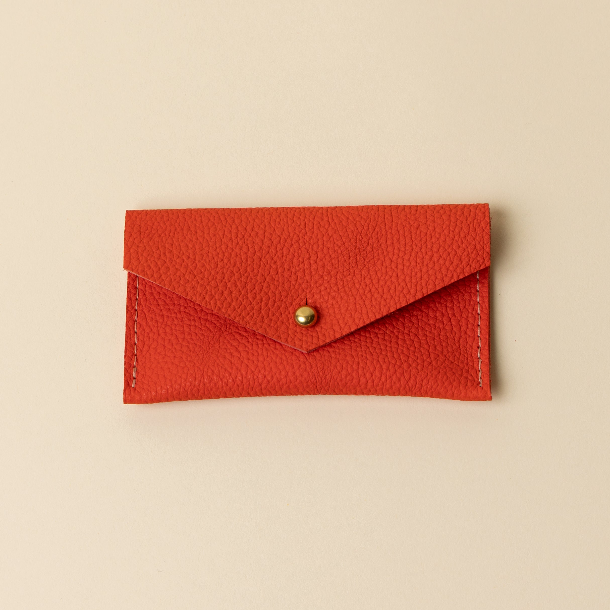 Poppy Red Leather Compact Snap Card Holder