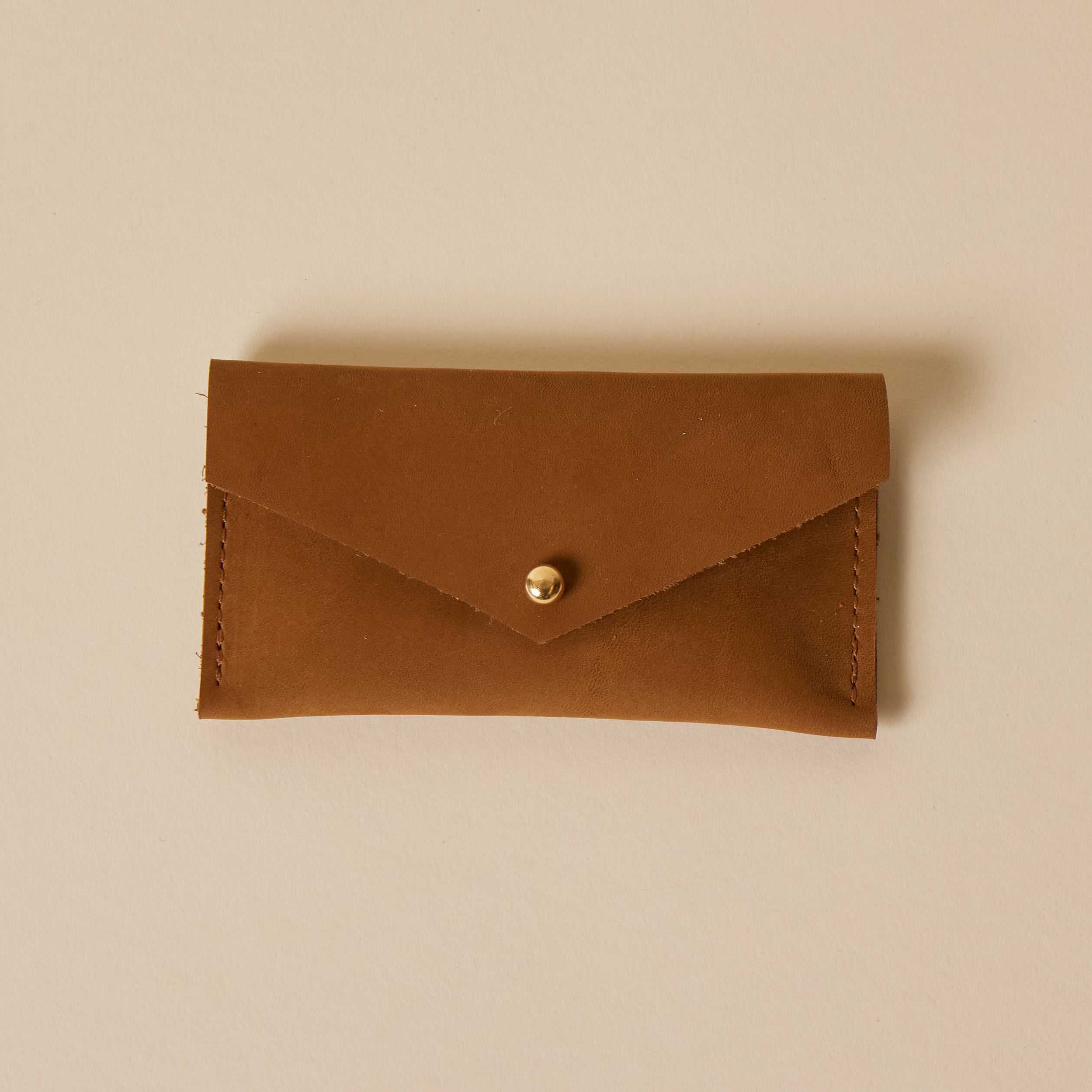 Warm Tan Leather Compact Snap Card Holder