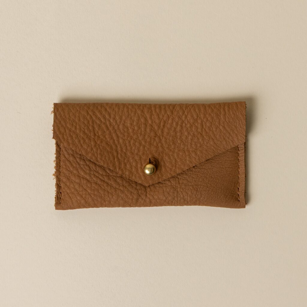 Cinnamon Brown Leather Compact Snap Card Holder