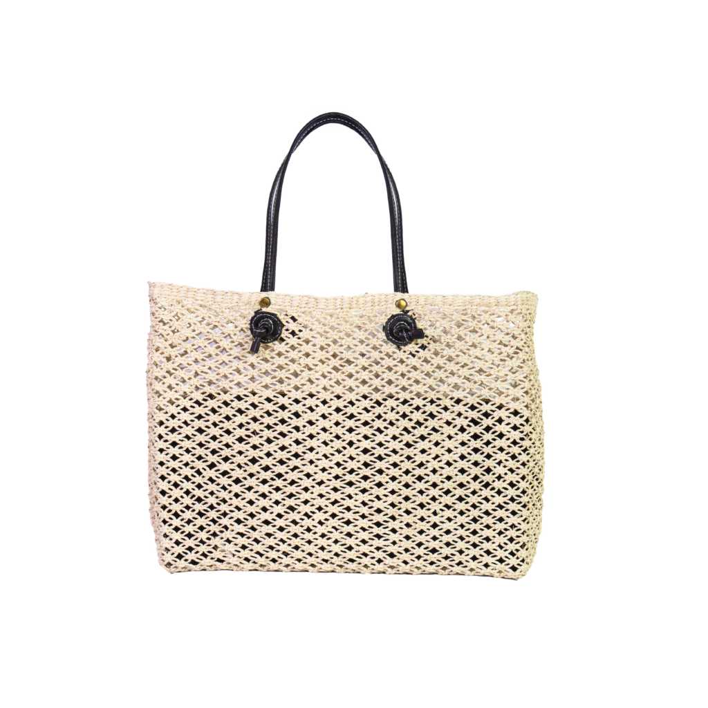Natural Leather Structured Basket Bag