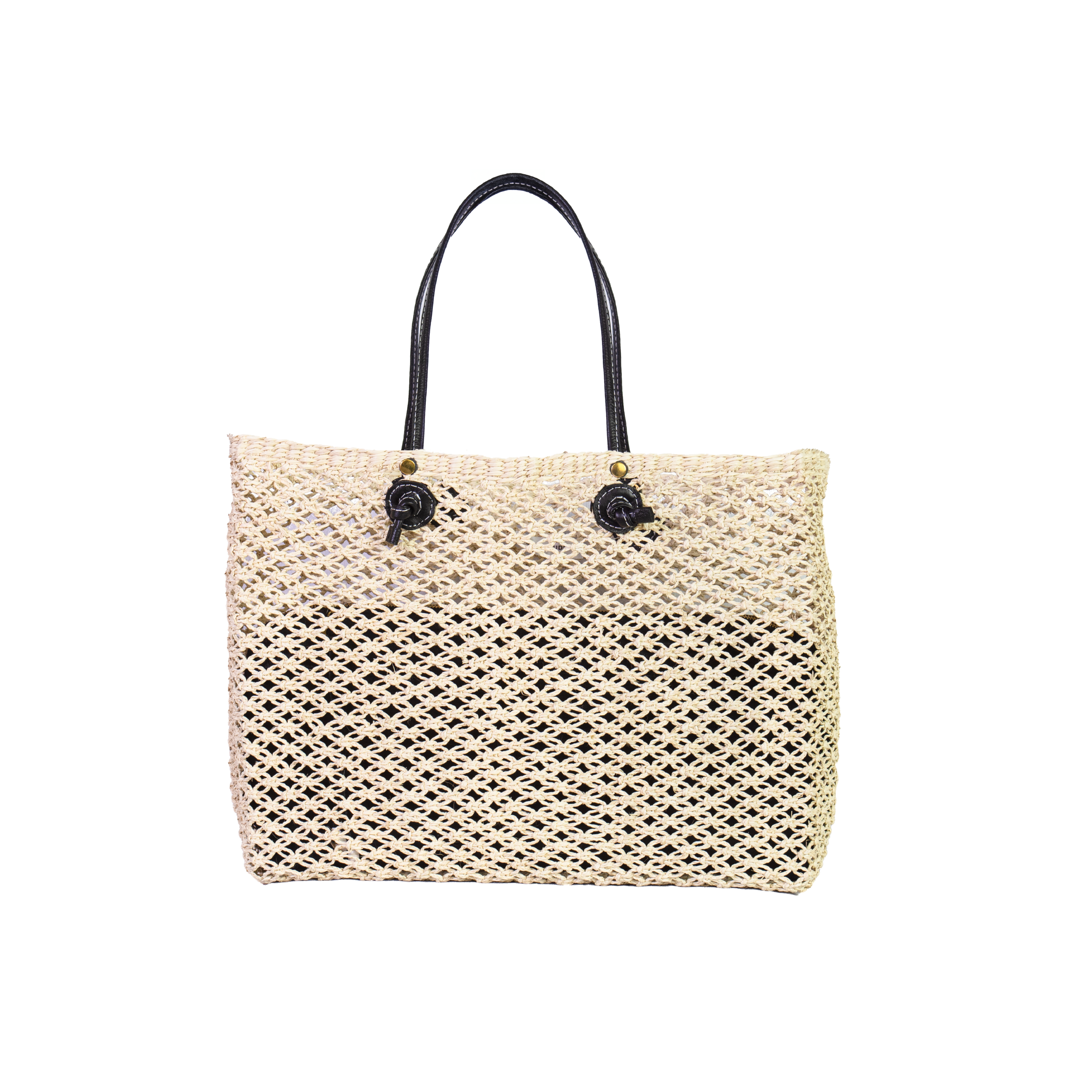 Natural Leather Structured Basket Bag