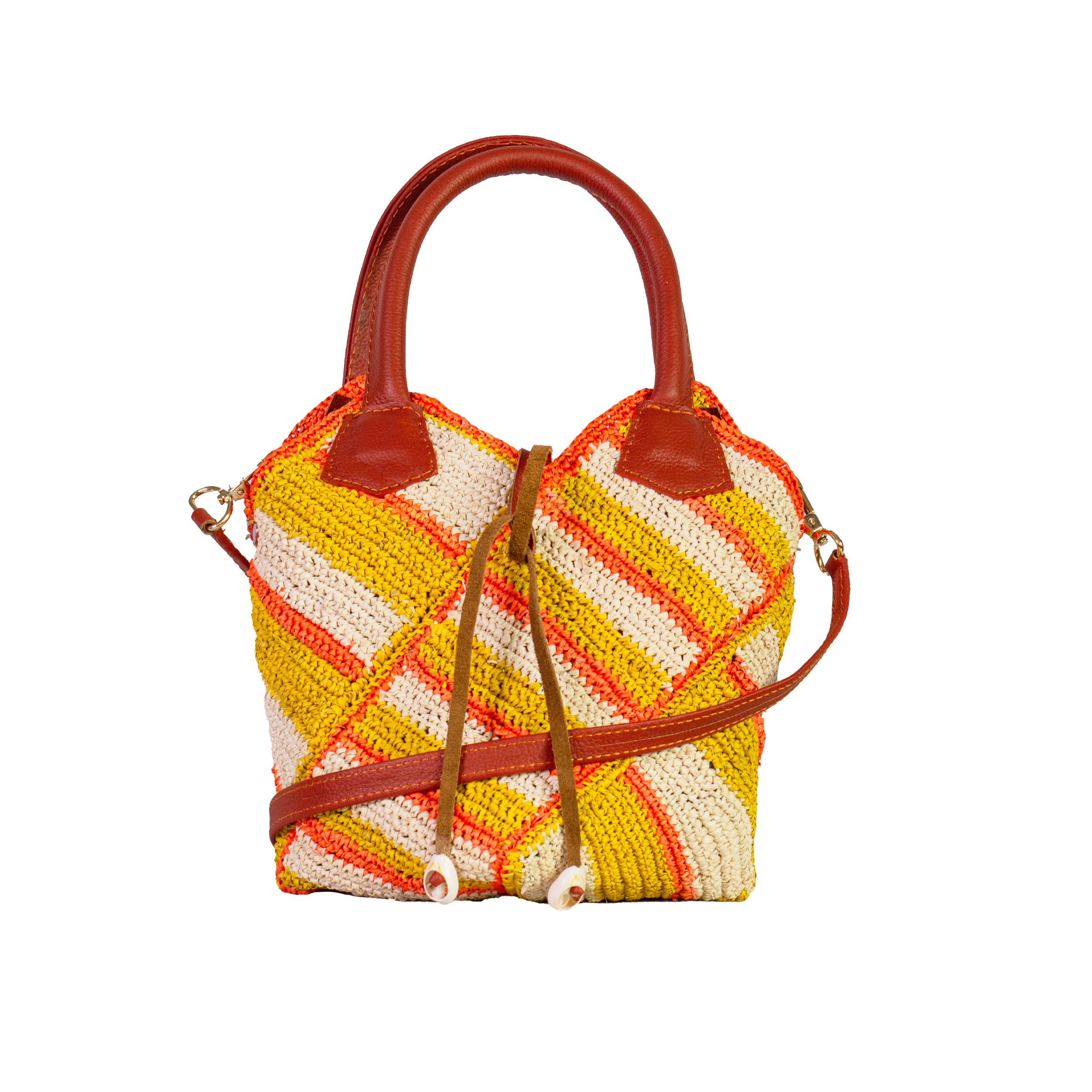 Natural Leather Mini Striped Bag