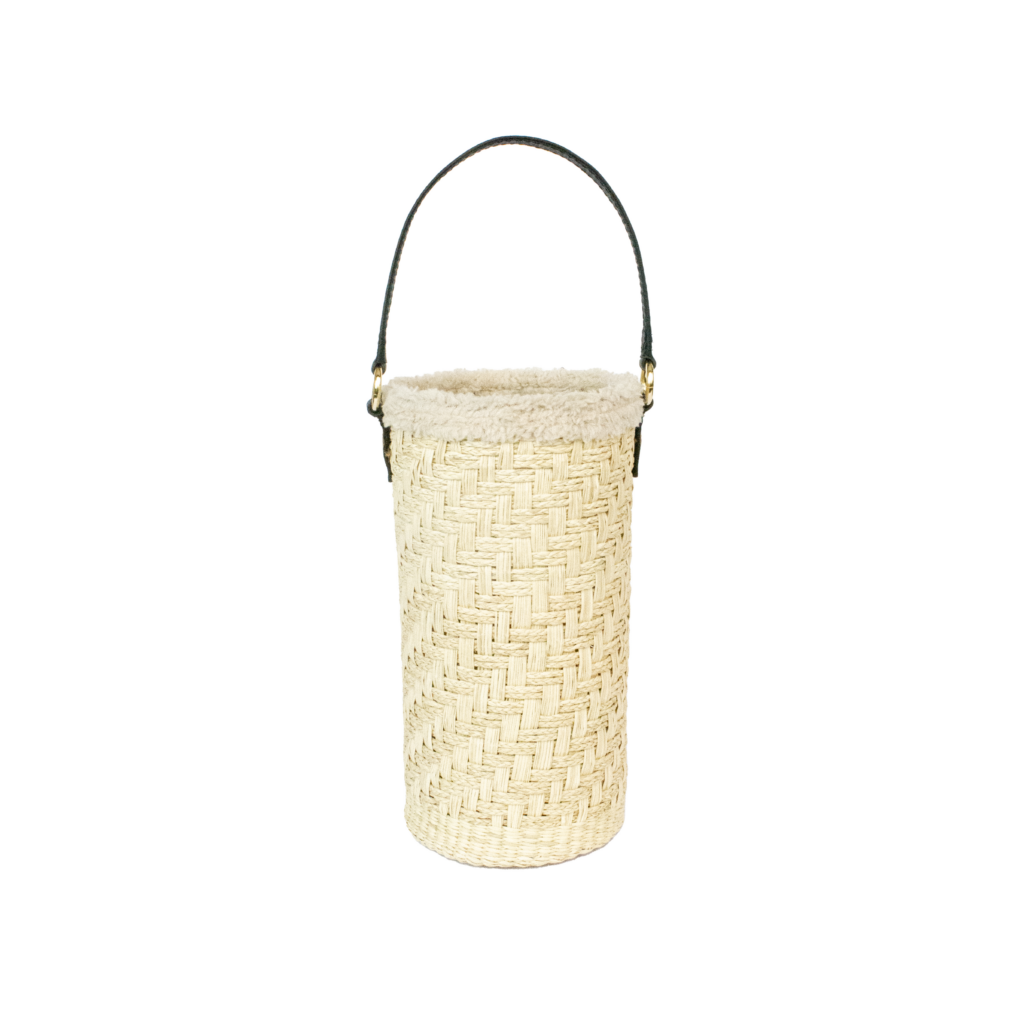 Thick Weave Tall Bucket with Plush Fabric Border Basket