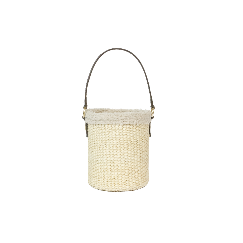 Thick Weave Mini Bucket with Plush Fabric Border Basket
