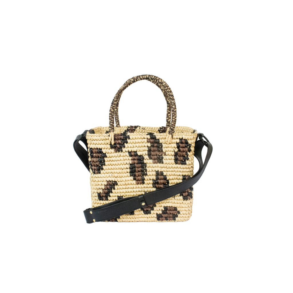 Mini Basket Mexicana In Leopard Print with Leather Strap