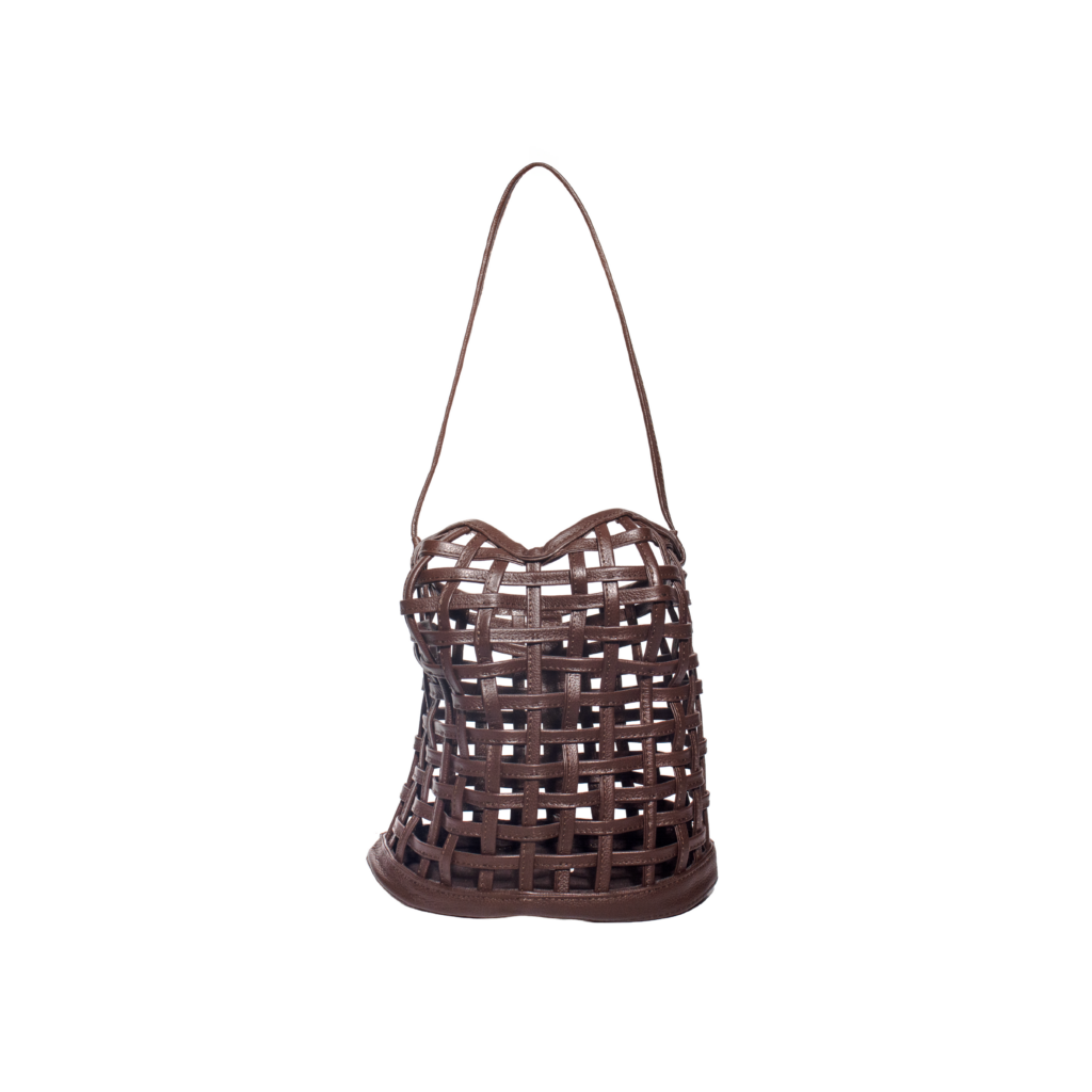 Structured Woven Chocolate Corset Bag