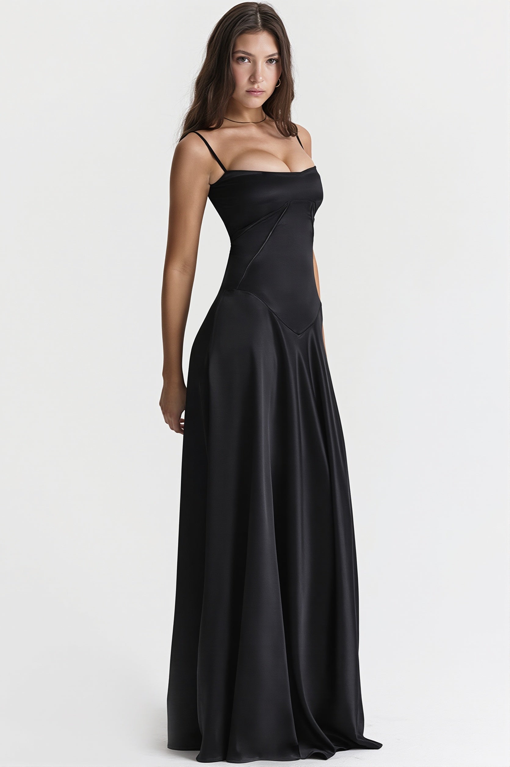 Velvet Lined Jacquard Satin Cami Maxi Dress - Image 7