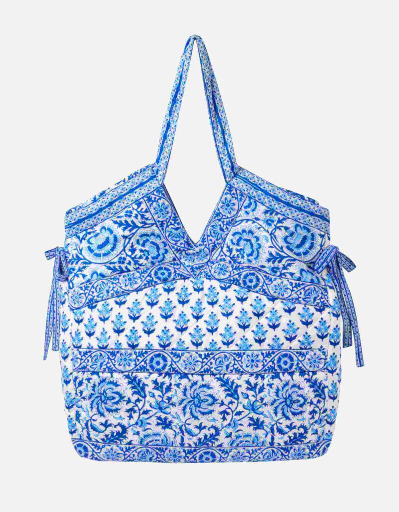 Azure Mix Printed Patchwork Tote Bag