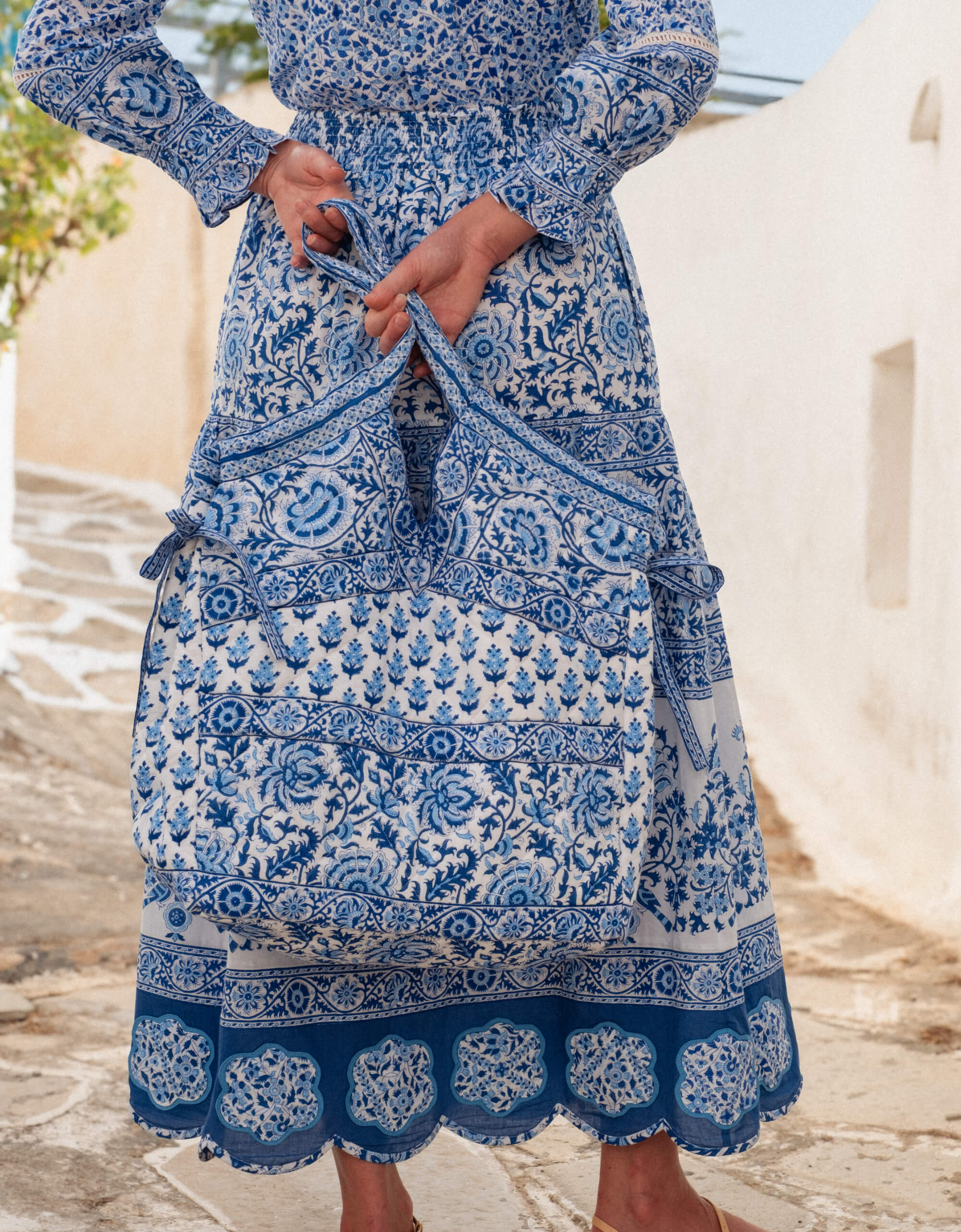 Azure Mix Printed Patchwork Tote Bag