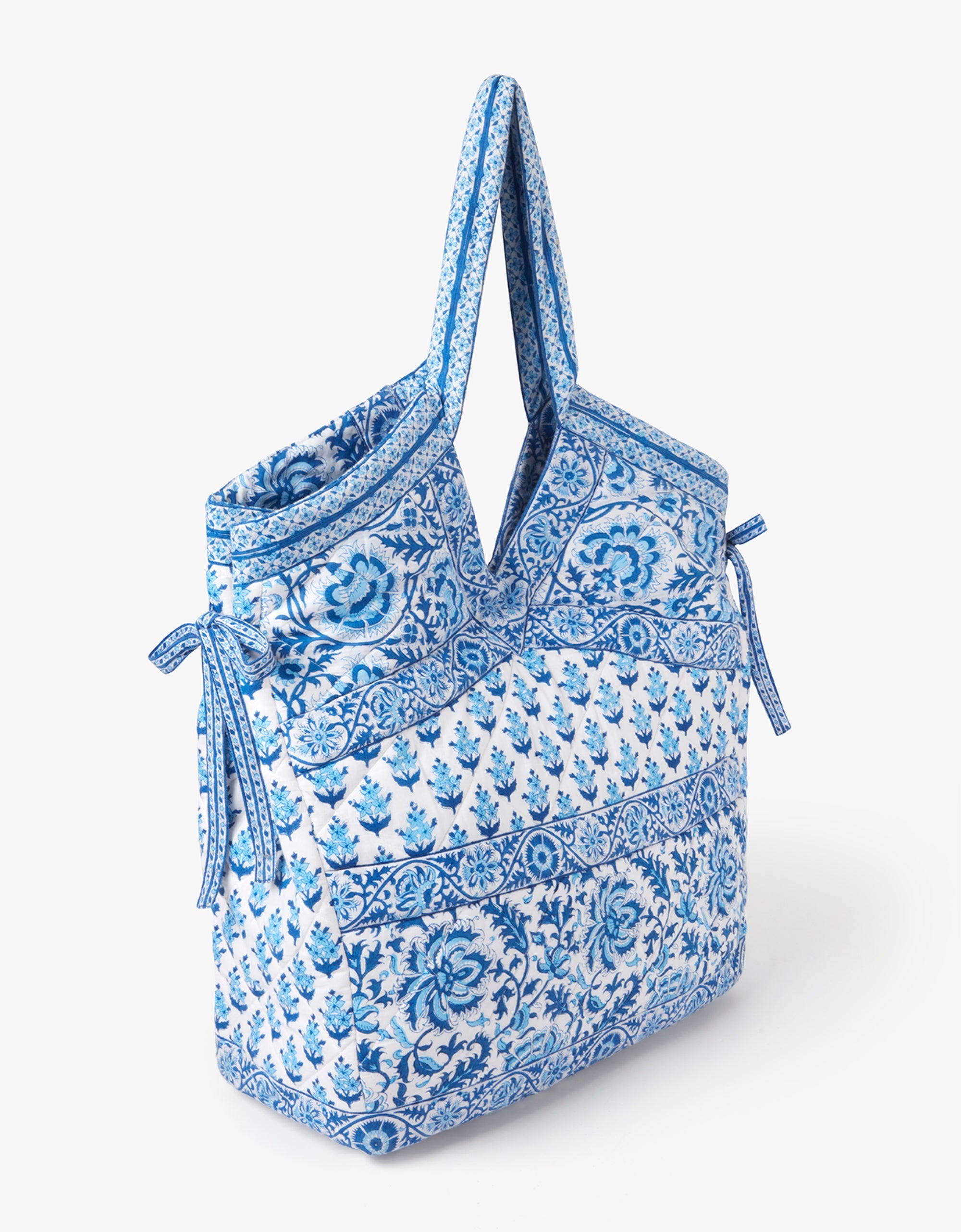 Azure Mix Printed Patchwork Tote Bag