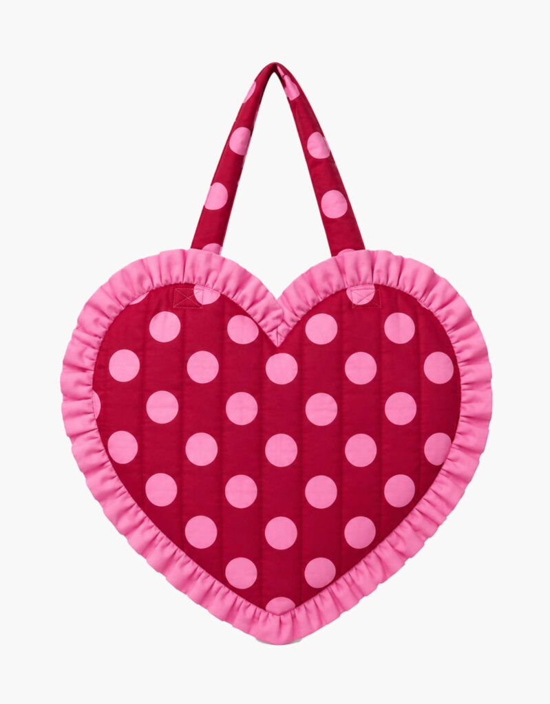 Berry Polka Ruffle Heart Shape Handbag