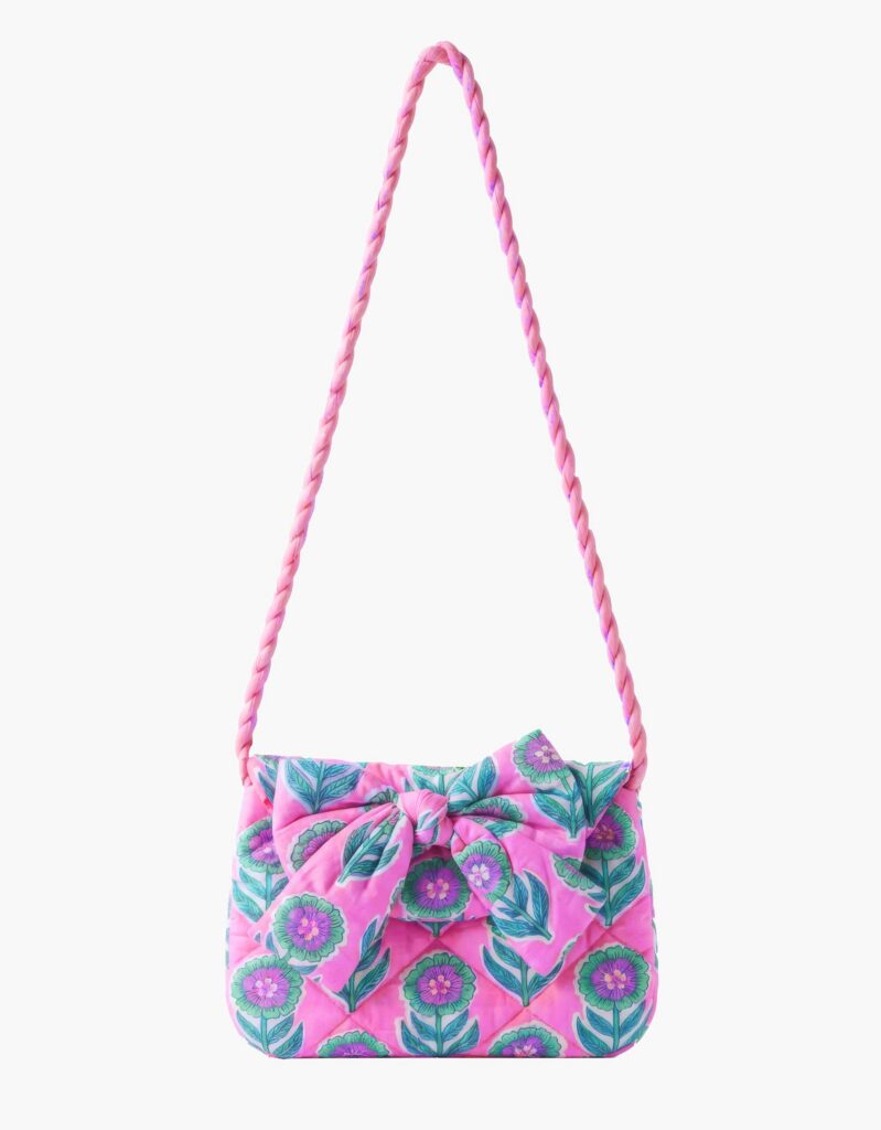 Lilac Buta Statement Bow Clutch Bag