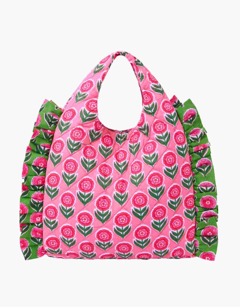 Marigold Blush Quilted Ruffle Clutch Bag