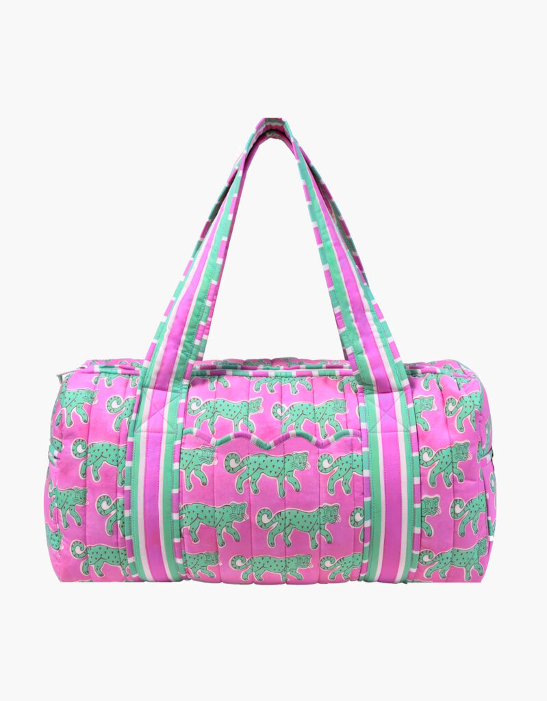 Mint Leopard Quilted Weekend Travel Bag
