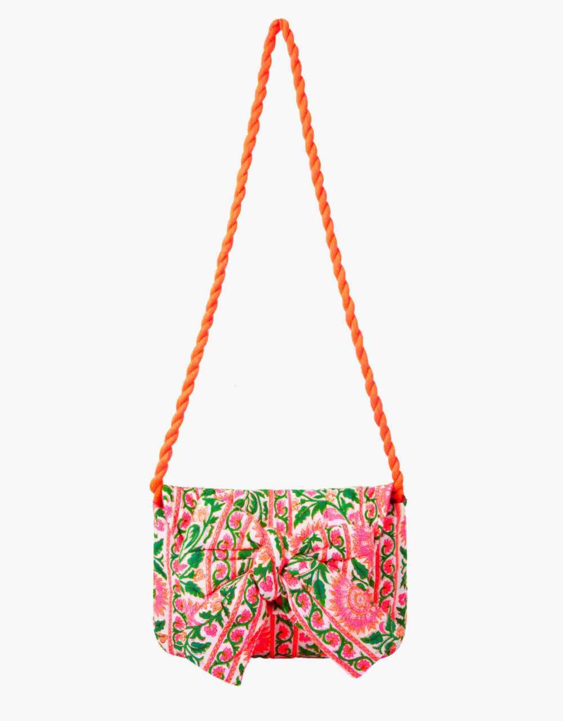 Neon Peacock Statement Bow Clutch Bag