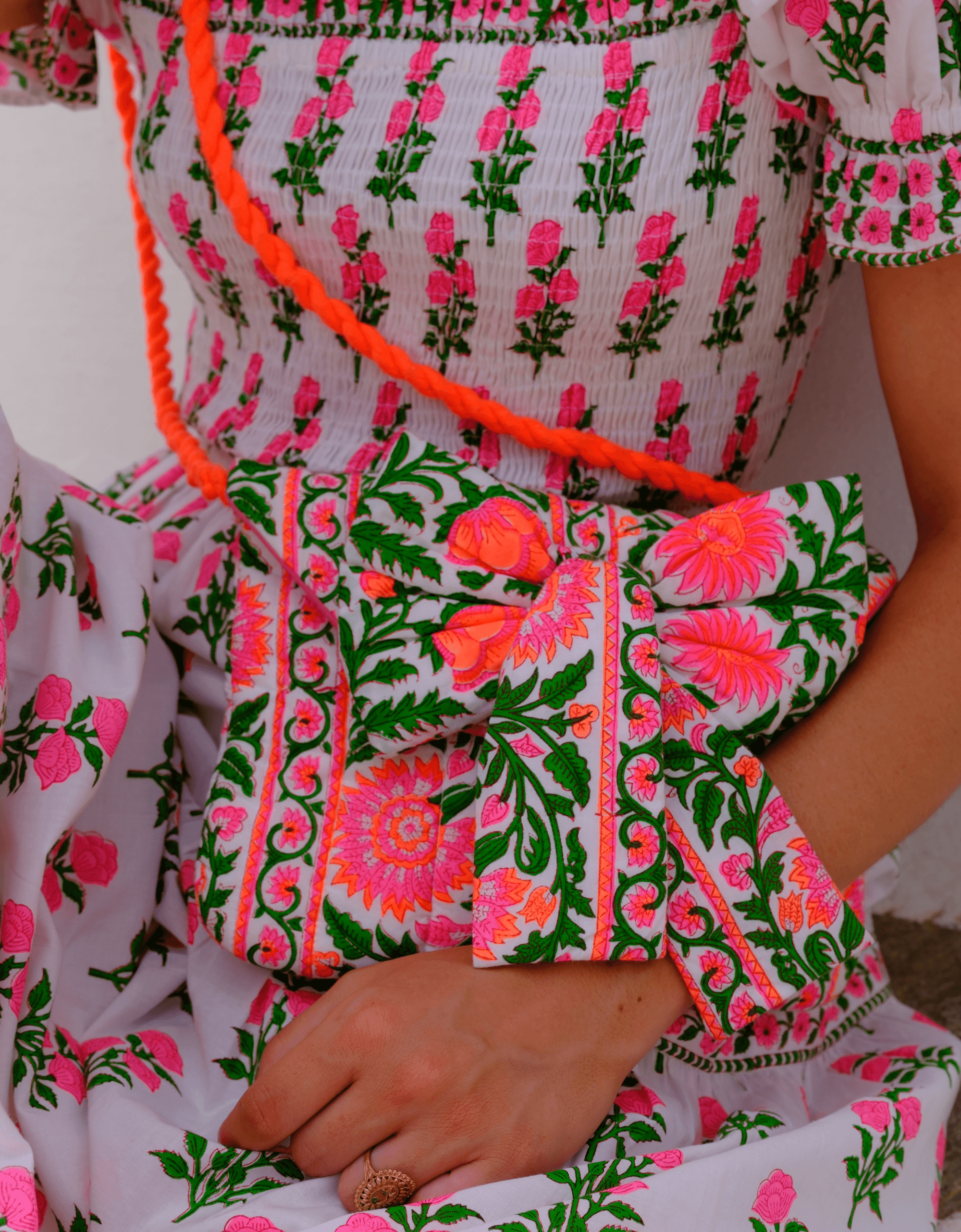 Neon Peacock Statement Bow Clutch Bag