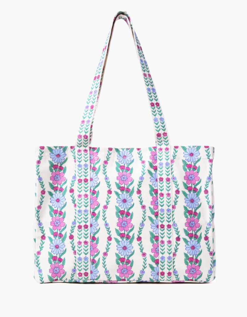 Orchid Border Printed Canvas Tote Bag