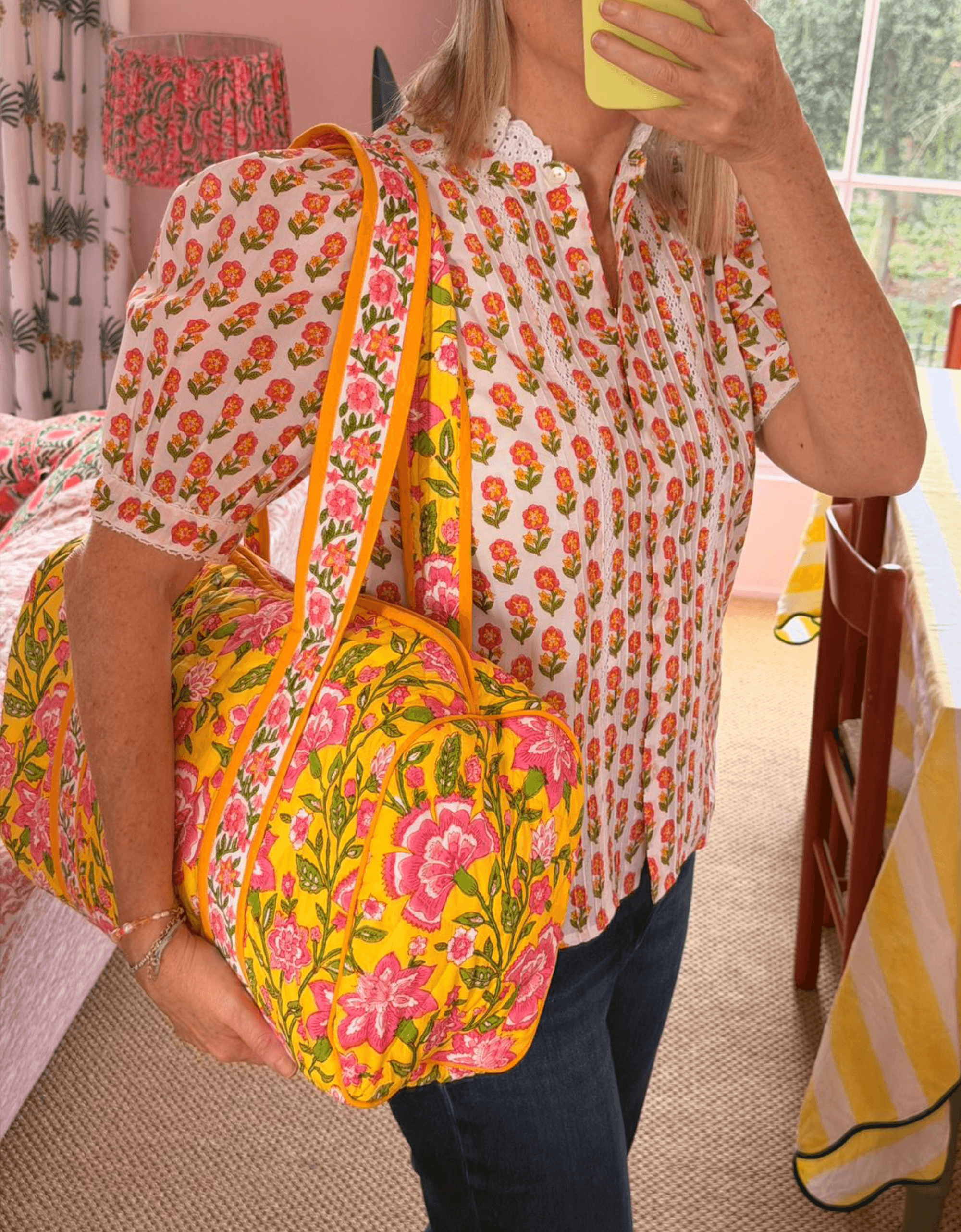 Provencal Peony Quilted Weekend Travel Bag